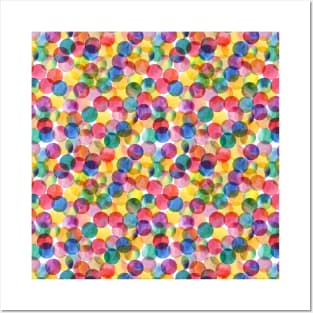 Colorful Watercolor Pattern with Circles Posters and Art